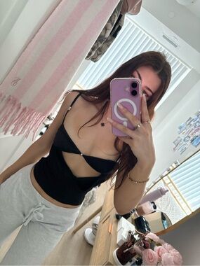 Edikted Black Cutout Crop Cami Top